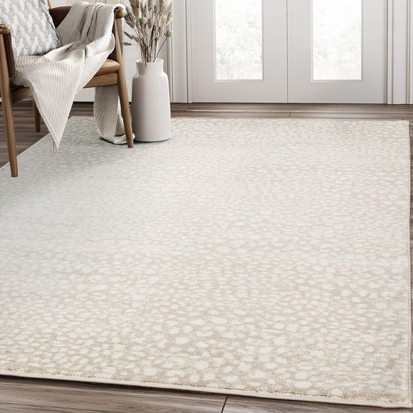 Alfombra de área Abani Arto beige con estampado de guepardo 67 x 244 cm
