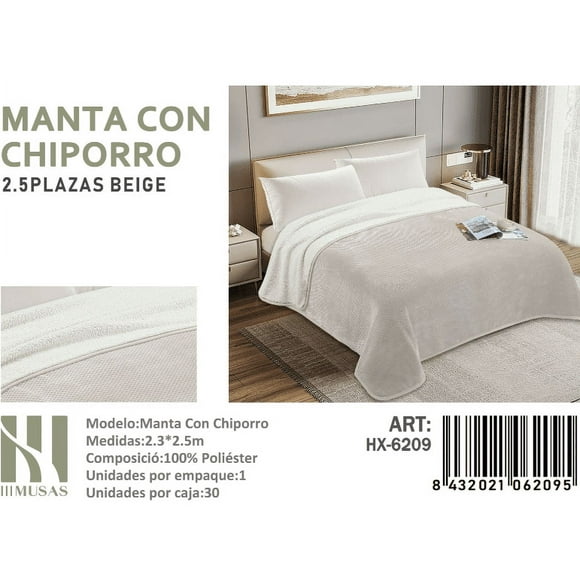 Manta Frasada Con Chiporro Diseño Liso King