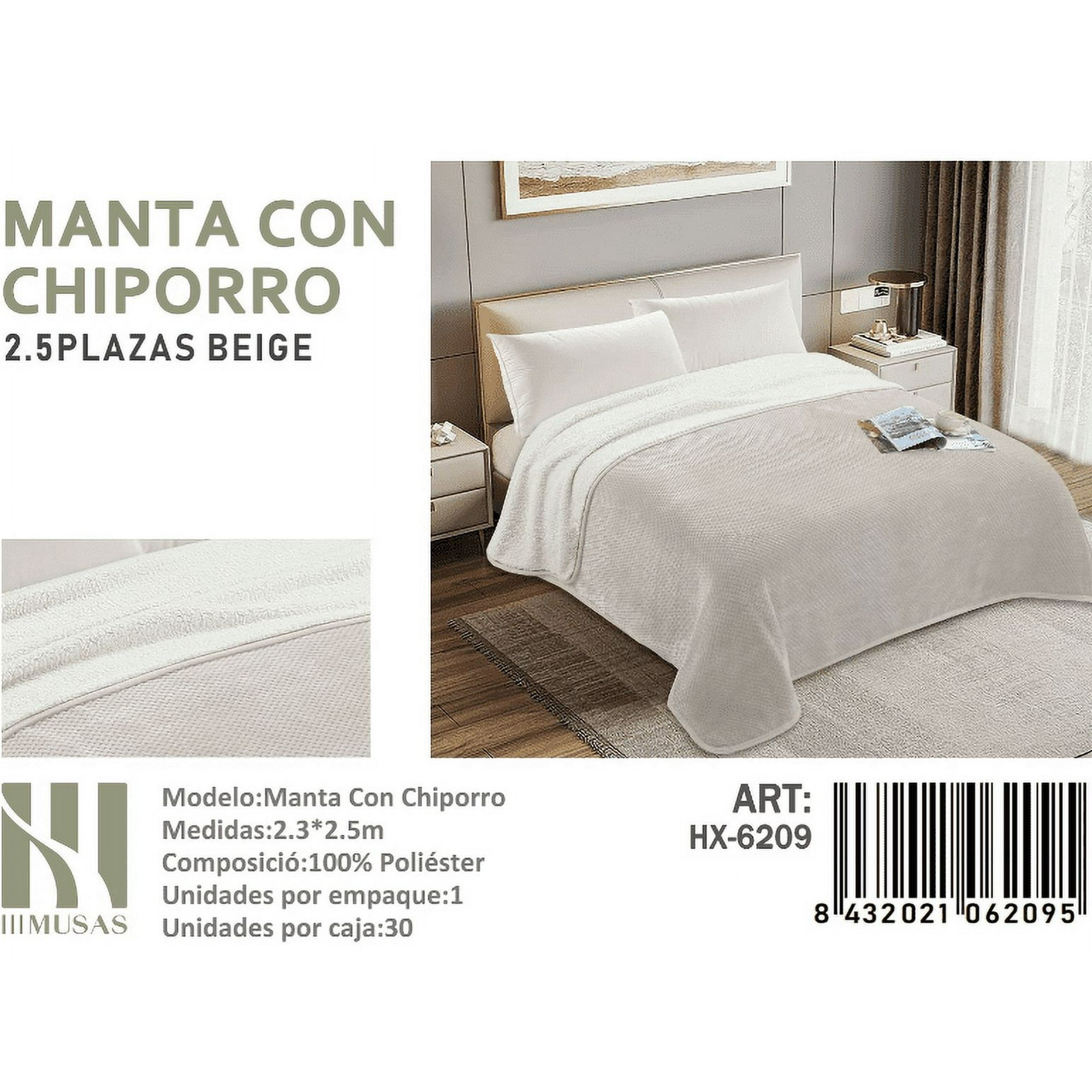 Todostore - Manta Frasada Con Chiporro Diseño Liso King