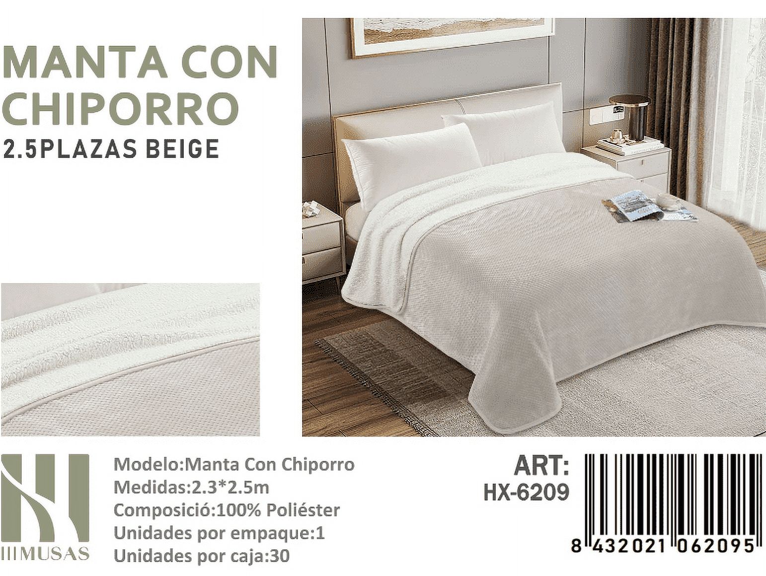 Todostore - Manta Frasada Con Chiporro Diseño Liso King