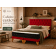 thumbnail image 2 of Cama 2 Plazas Colchón Hibrido Bonell Box Respaldo Capitone Felpa Rojo, 2 of 10