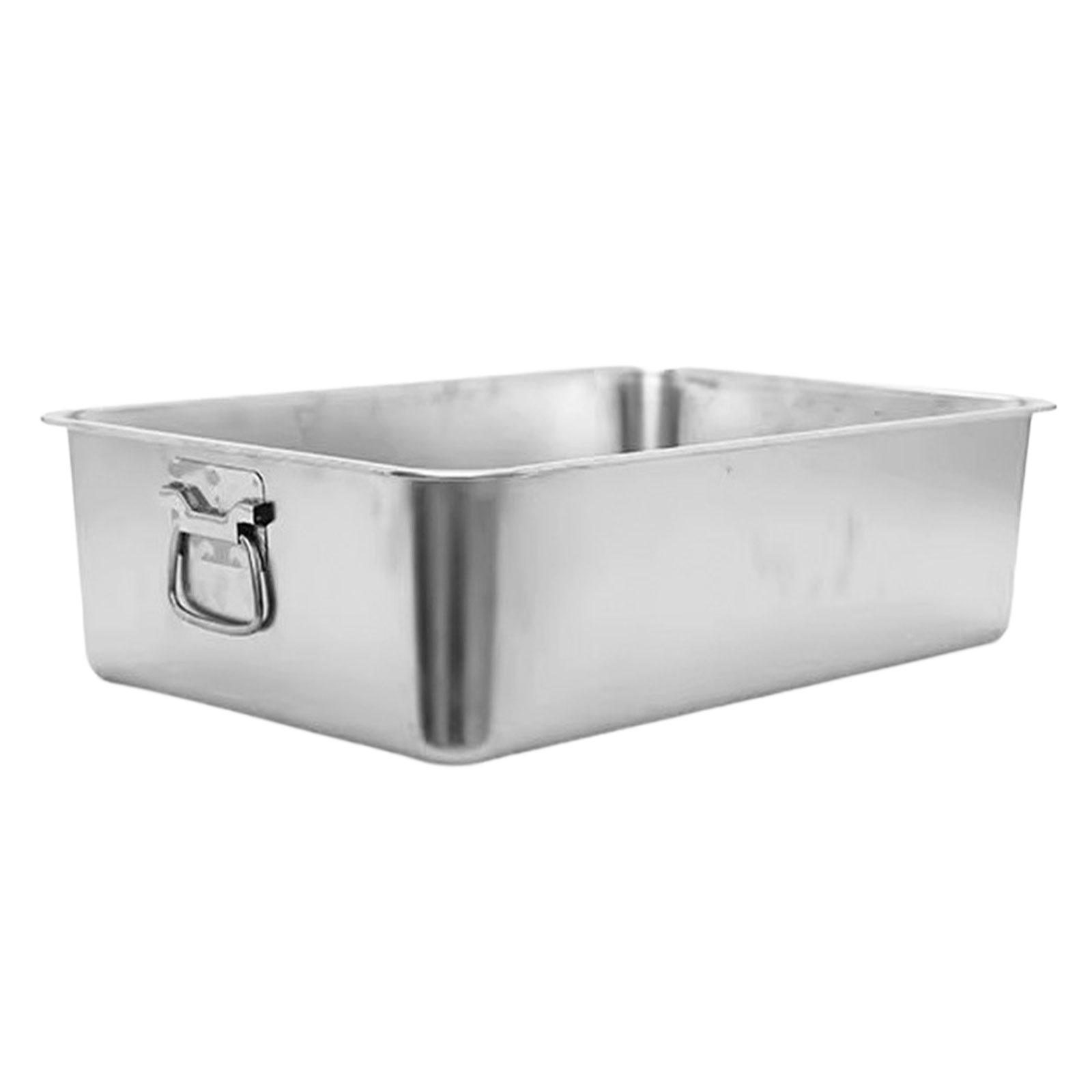 Ioensy - Bandeja De Arena Para Gatos De Acero Inoxidable Con Asa, Inodoro Ligero Para Conejos Y Gatitos, 50Cm X 35Cm X 10Cm