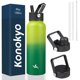 thumbnail image 1 of Botella de agua Konokyo de acero inoxidable aislada de 1.2 L con 3 tapas, 1 of 7