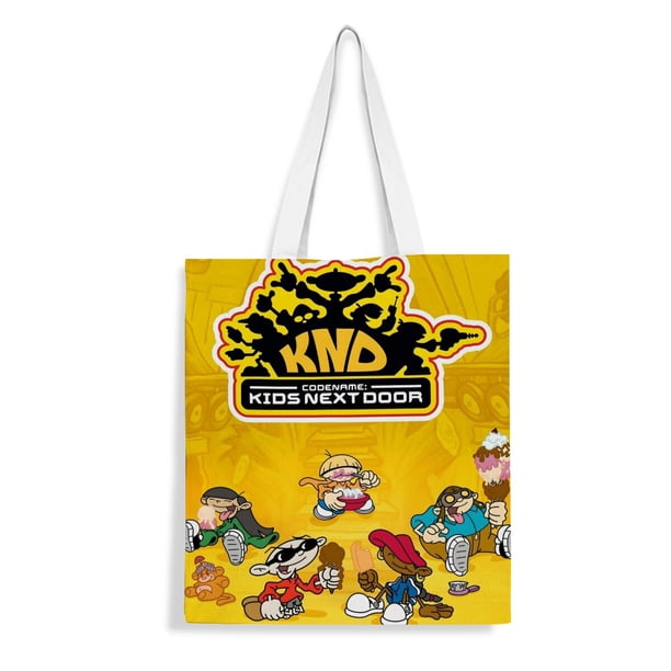 Codename: Kids Next Door Bolso de tela con estampado de lienzo para mujer, bolsa de compras reutilizable y estética, con cremallera interior, regalo para mujer, 35 × 40 cm.