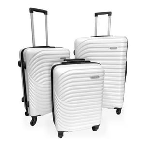 Tododescuento - Set 3 Maletas Blanco Perla Abs Ruedas 360° Medidas Estándar Premium