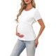 thumbnail image 4 of INSPIRE CHIC Camisetas de lactancia de manga corta de punto acanalado para mujer, parte superior de lactancia materna cruzada, L Blanco, 4 of 6