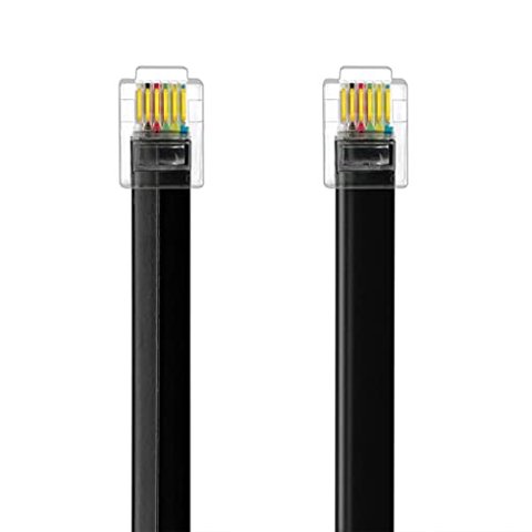 Necables (2 Paquete) Rj12 Cable Cable De Teléfono De 6 Pies Rj12 6P6C Cableado Recto Masculino A Hombre Para Que Los Datos Y La Voz Usen Black - 6 Pies