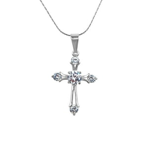 Collar Paris Jewelry 18K White Gold 2Ct Diamond Cross 18 In Blanco