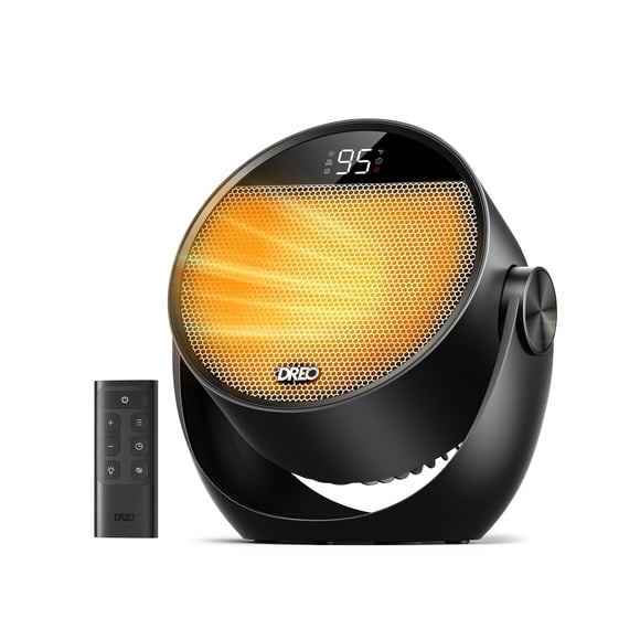 Space Heater DREO 1500 W, 60°, inclinación de 10,5 pies/s, control remoto de 3 modos, negro