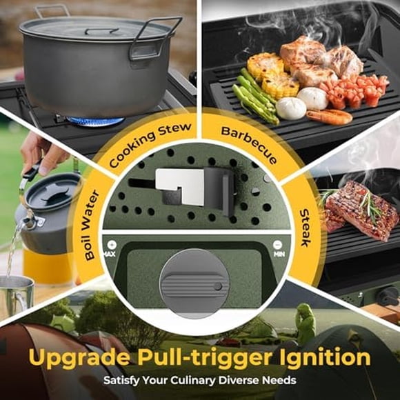 Cocina Camping WLSINJL 2 Quemadores Propano 17000 BTU Grill