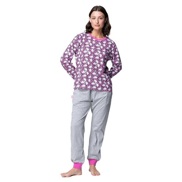 Pijama Largo Mujer Algodón Invierno Hello Kitty C1 TOP