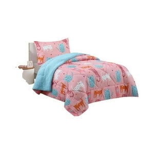 Plumón Infantil Sherpa Doral Gatos 1.5 Plazas Rosado