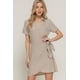 thumbnail image 1 of Vestido Mini con Efecto Lino, Botones y Lazo Lateral, 1 of 5