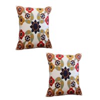 Genérico - Pack De 2 Fundas De Cojin Bordadas 45X45Cm Blanco 05