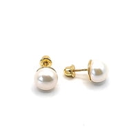 Tiana Joyas - Aros De Perla De 9 Mm En Plata 925 Con Baño Oro 18K