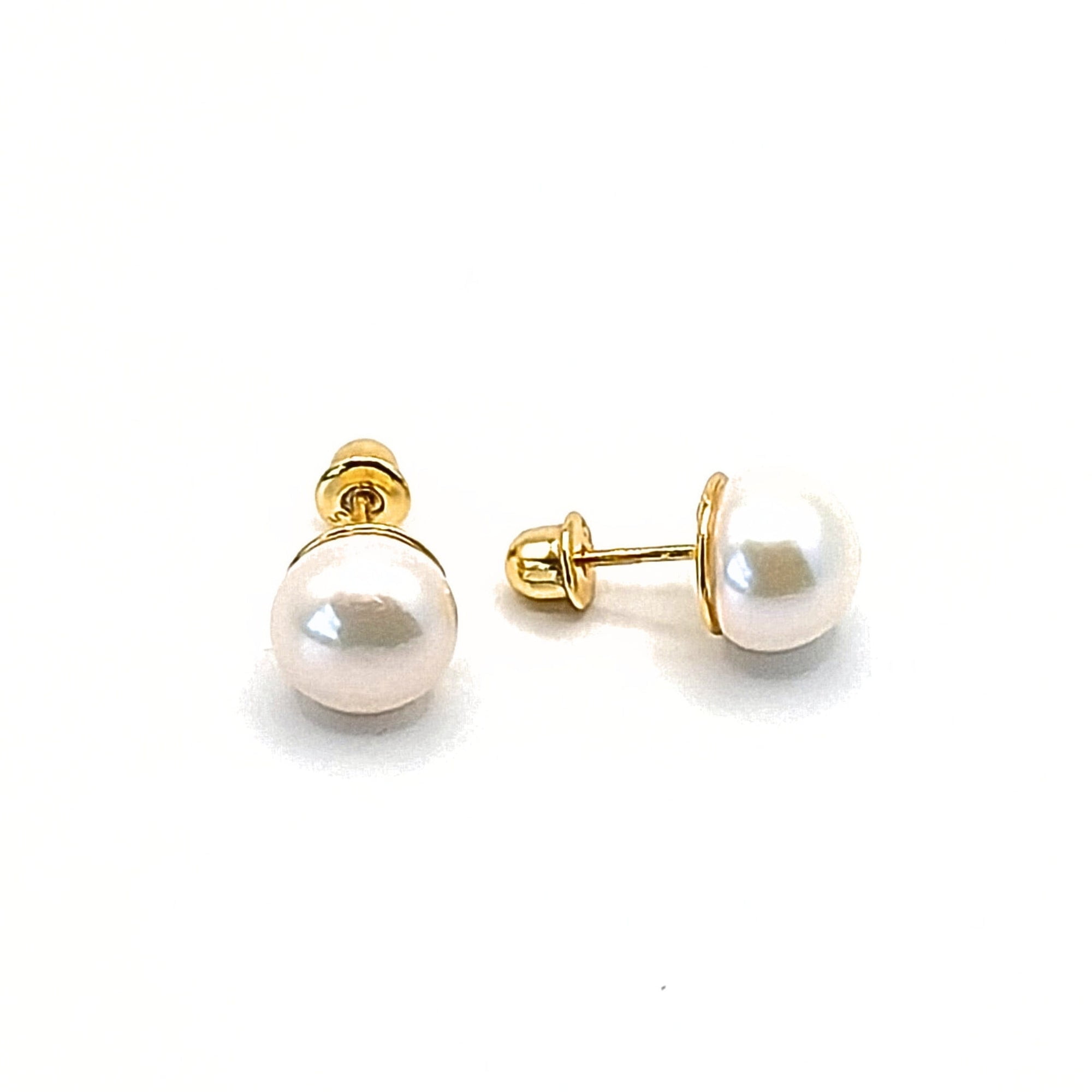 Tiana Joyas - Aros De Perla De 9 Mm En Plata 925 Con Baño Oro 18k