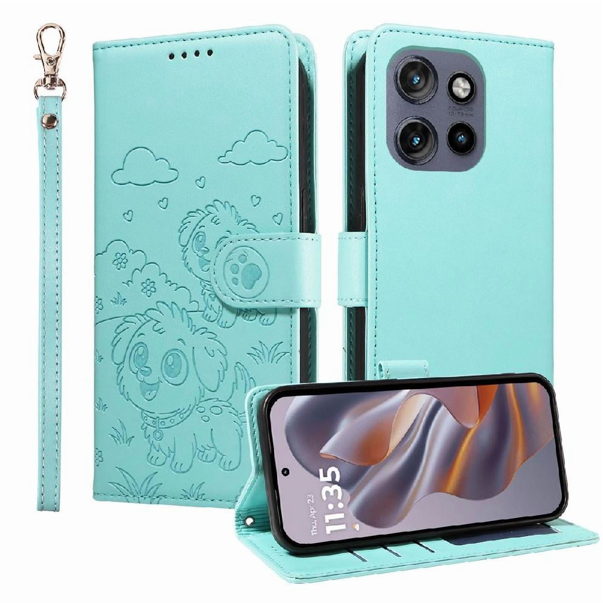 Funda Billetera Foxdock Compatible Con Motorola Edge 50 Neo 5G, Diseño Perrito Tierno, Ranuras Para Tarjetas Y Soporte Plegable