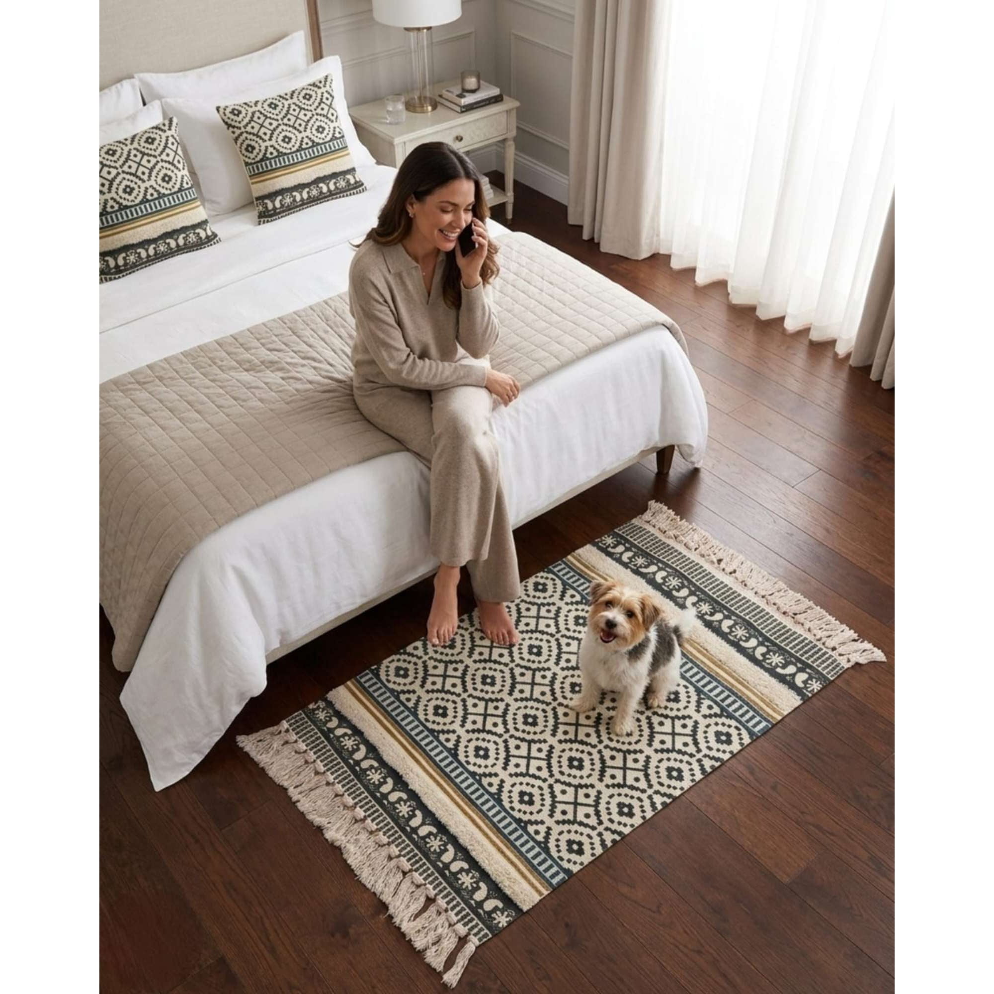 Myl Todo Hogar - Pack Alfombra 60x90 Cm Y 2 Fundas De Cojín Con Bordado Tufting