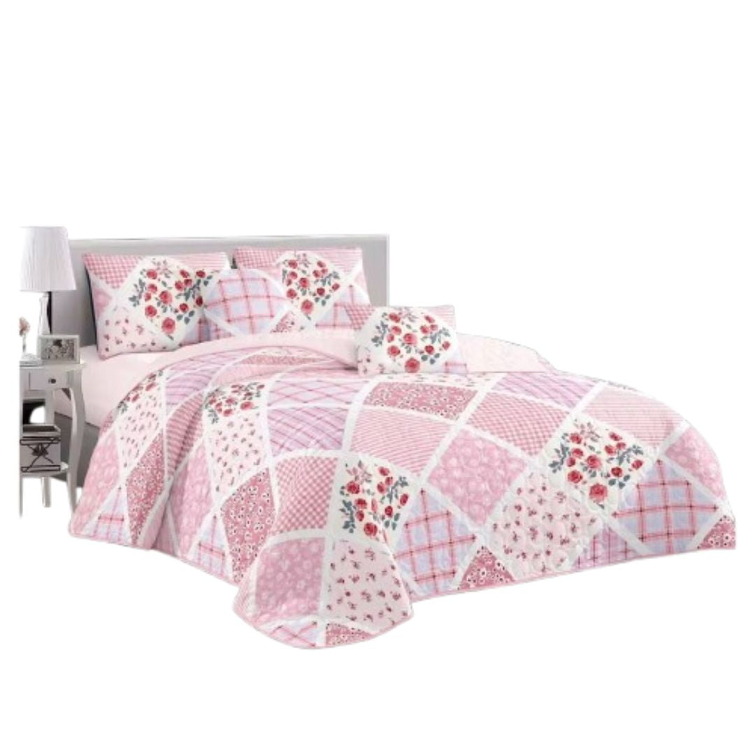 Genérico - Cubrecama Quilt Verano King - Patchwork Rosas Kfl957