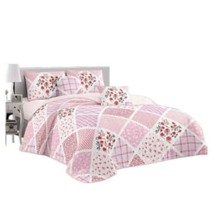 Genérico - Cubrecama Quilt Verano King - Patchwork Rosas Kfl957