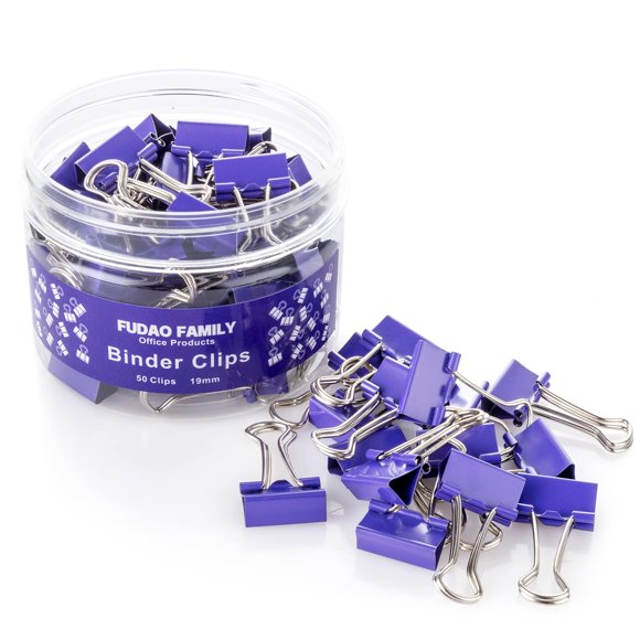 Clips de sujeción FUDAO FAMILY 19 mm Morado 50 piezas