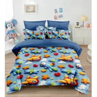 Casadeliacl - Cubrecama 5D Quilt De Verano 1.5 Plaza Tiernos Diseños Tf Azul Acero Aviones