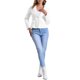 thumbnail image 2 of INSPIRE CHIC Chaqueta de Jean Elástica para Mujer de Regreso a Clases con Cuello de Solapa y Un Botón de Manga Larga para Trabajo XS Beige, 2 of 6