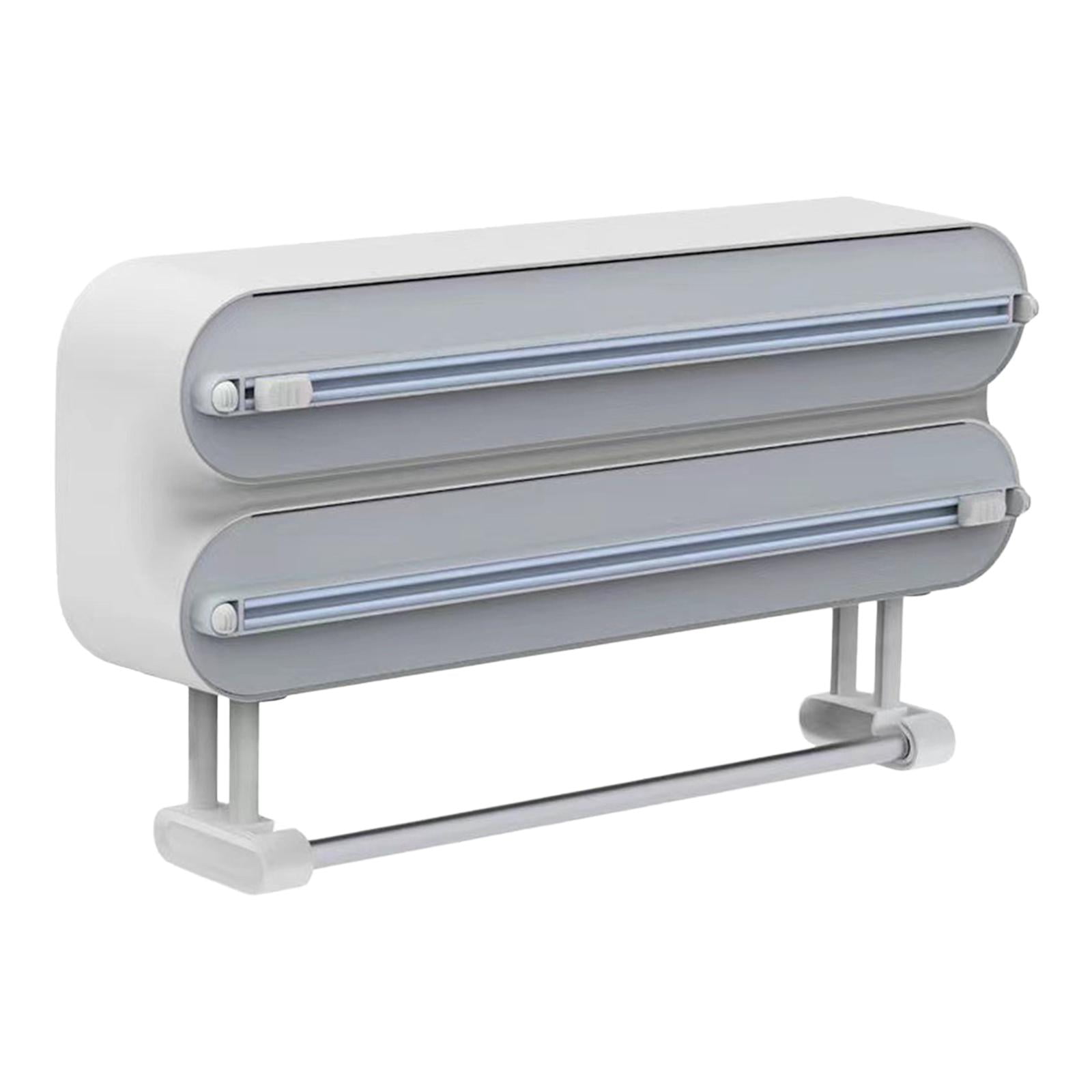 Magideal - Dispensador De Film Transparente, Soporte Para Almacenar Film De Alimentos, Cortador Multiusos Para Film Plástico. Gris