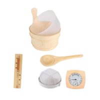 Ioensy - Juego De Cubo Y Cucharón De Madera Para Sauna Medidor De Temperatura Y Humedad Accesorios Para Spa