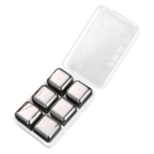 Magideal - Cubitos De Hielo De Acero Inoxidable De Enfriamiento Rápido, Aptos Para Uso Alimentario, Fáciles De Limpiar, Cubitos De Whisky, Rocas De Whisky Para J 6 Plata