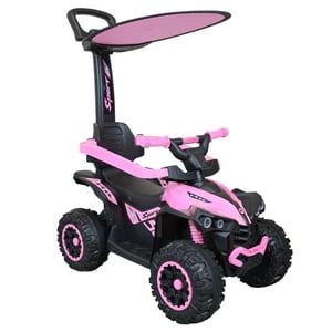Bebesit - Cuatrimoto A Batería Con Barra De Empuje Push Niña Rosa