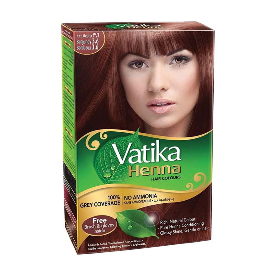 Vatika Henna Tintura Coloración Borgoña 6 Sachets