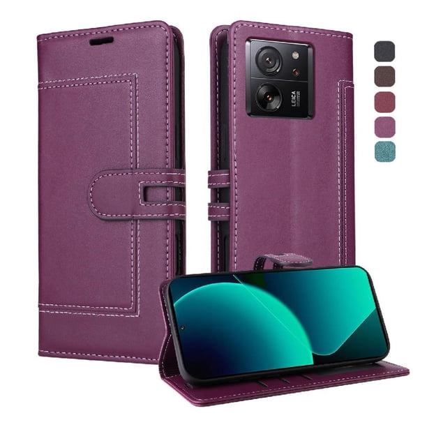 Premium Wallet Case for Xiaomi 13T with Card Slots & Kickstand, Flip Cover Purple