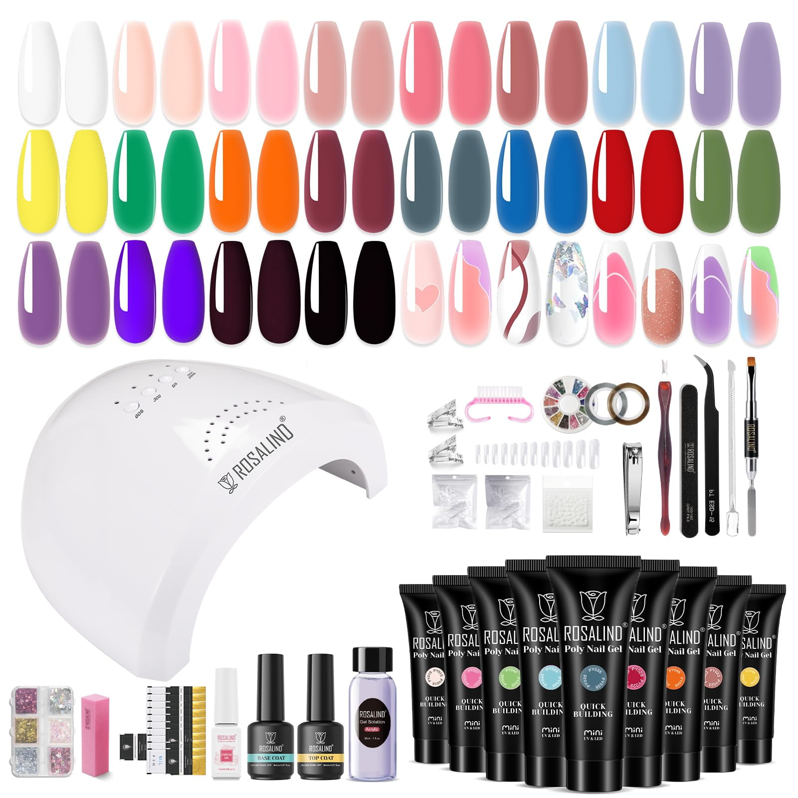 Kit De Gel De Uñas De Polietileno Rosalind, 20 Colores, Con Lámpara Uv Y Taladro