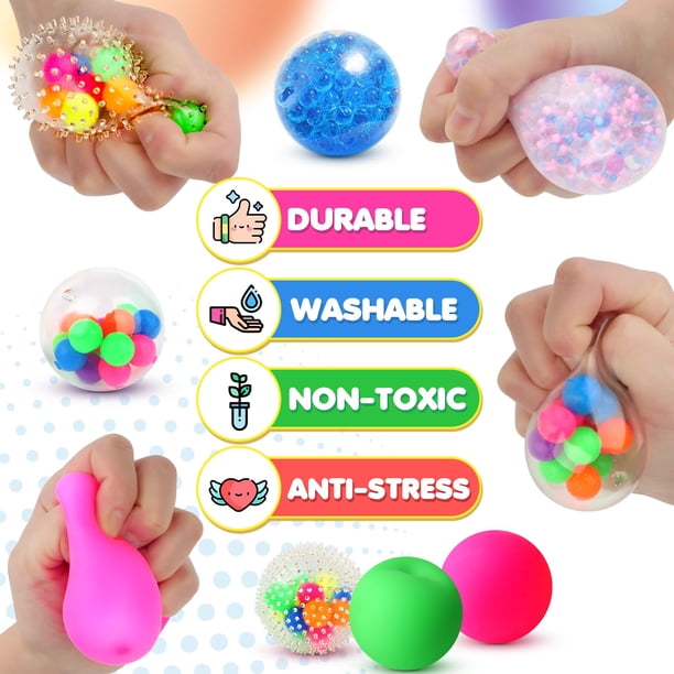 6 Bolas Antiestrés Con Texturas Lisa Y Puntiaguda Para Adultos Y Niños – Juguetes Sensoriales De TPR Para Aliviar Ansiedad, TDAH Y Autismo