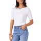 thumbnail image 4 of INSPIRE CHIC Camiseta de Mujer de Manga Corta Cuello Barco Ligera Elástica Básica de Punto Casual Talla XS Blanca, 4 of 6