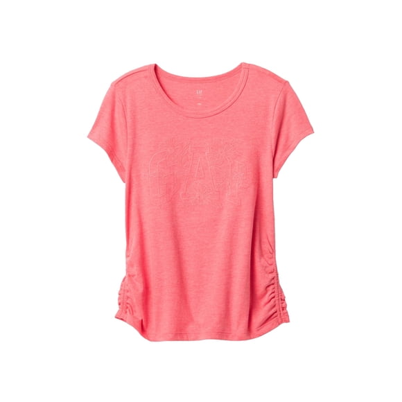 Camiseta con logo fruncido para niñas GAP en rosa atrevido, talla L