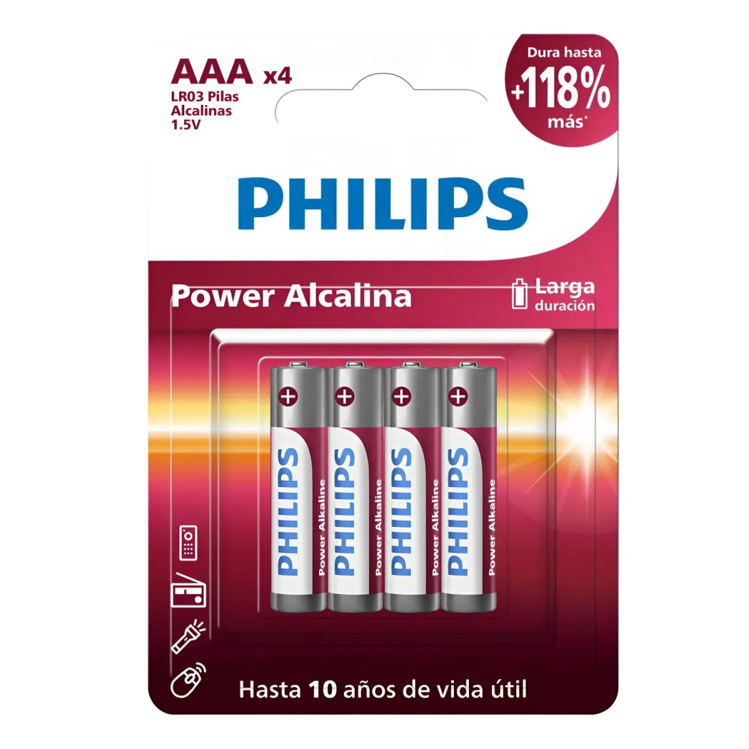 Pack 4 Pilas Aaa Alcalinas Lr03p4b Philips