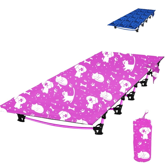 Cuna de camping para niños KidzAdventure rosa 175 x 70 cm, liviana