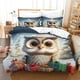thumbnail image 1 of Búho - Funda nórdica 3D, juego de ropa de cama de algodón, funda nórdica y funda de almohada estampadas de fácil cuidado, Navidad, para adultos y niños., 1 of 3