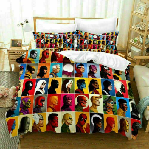 Marvel Avengrs Bedding Set Duvet/Comforte Cover Pillowcases All Sizes3-Piece Bedding Set