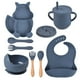 thumbnail image 1 of Platos Para Bebe Silicon 9 Pcs Vajilla Para Niños De Silicona De Grado Alimenticio Tazas Con Pajitas Cubierta De Merienda Cucharas Y Tenedores Baberos Fácil De Limpiar Apto Para Microondas, 1 of 4