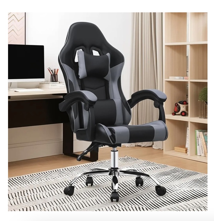 Riqui - Silla Gamer Reclinable Negro/Gris