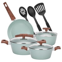 Chefchoice - Bateria Cocina Aluminio Granito Antiadherente Cacerolas 10Pcs Agua