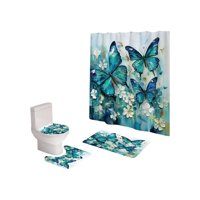 Mylhogar - Set De Baño 5 Piezas Cortina Mas Alfombras Mas Forro De Ducha