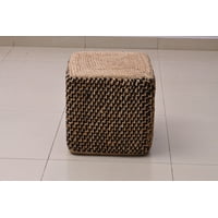 Decoghar - Puff Deco Puff Yute Natural/Negro Cuadrado Diseño Moderno Natural Rustico0,4X0,4 Mts