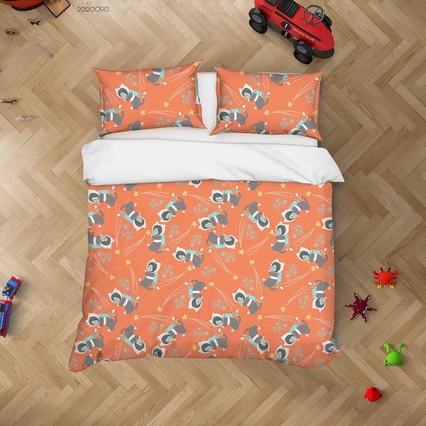 Set De Funda De Edredón Arcoíris Y Animales Espaciales 3d