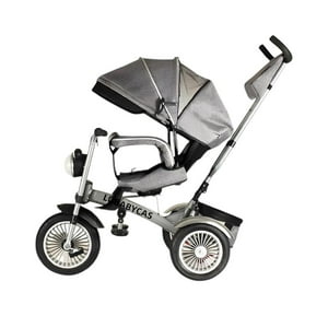 Triciclo Multifuncional 360° Con Foco De Luces Y Melodías Lubabycas Gris
