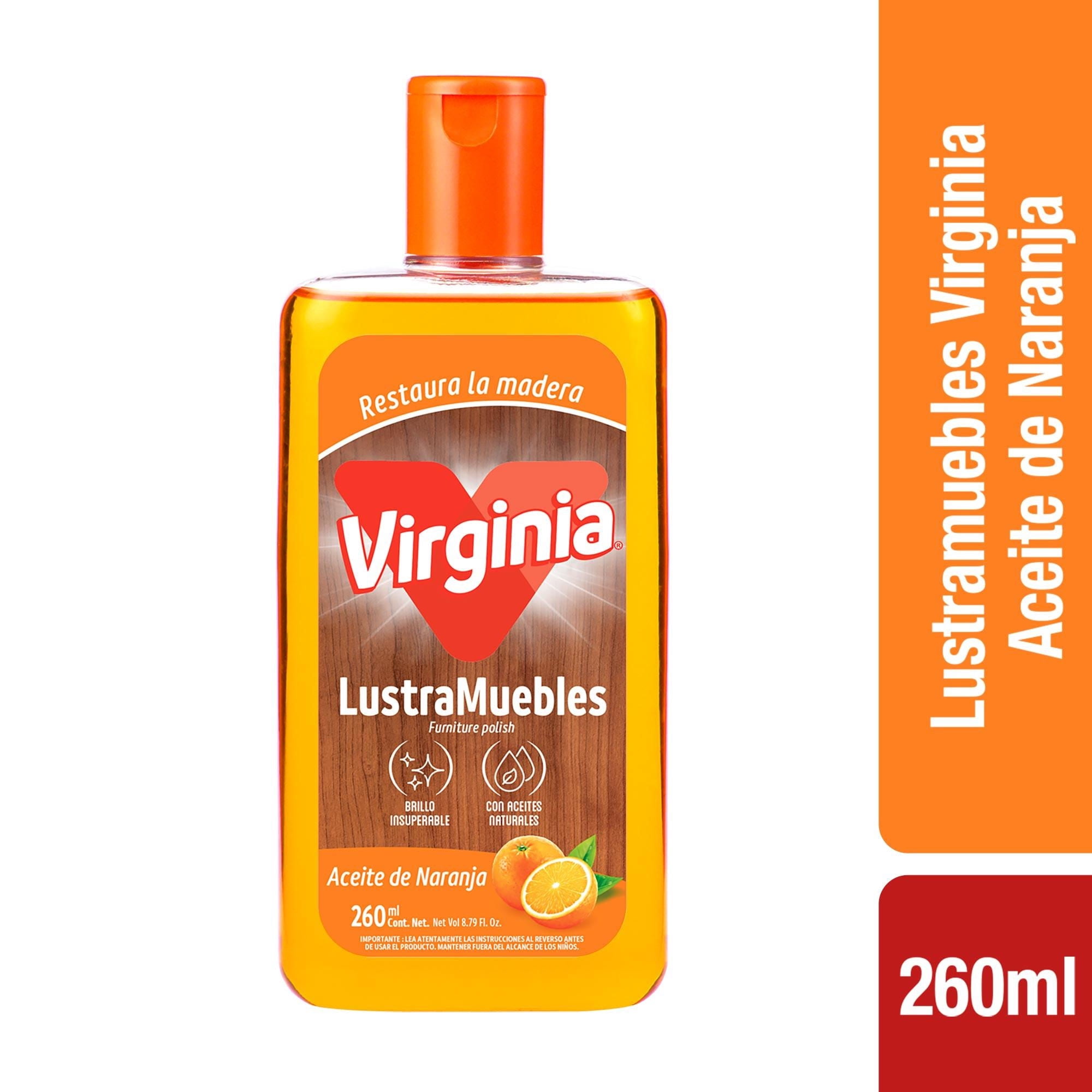 Lustra Muebles Liquido Aceite de Naranja  Botella, 260 ml