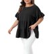 thumbnail image 4 of Agnes Orinda Blusas de Verano para Mujer de Talla Grande con Puntos Suizos, Lazo en la Espalda, Cuello Redondo, Manga Corta con Volantes y Dobladillo en Capas 3X Negro, 4 of 6
